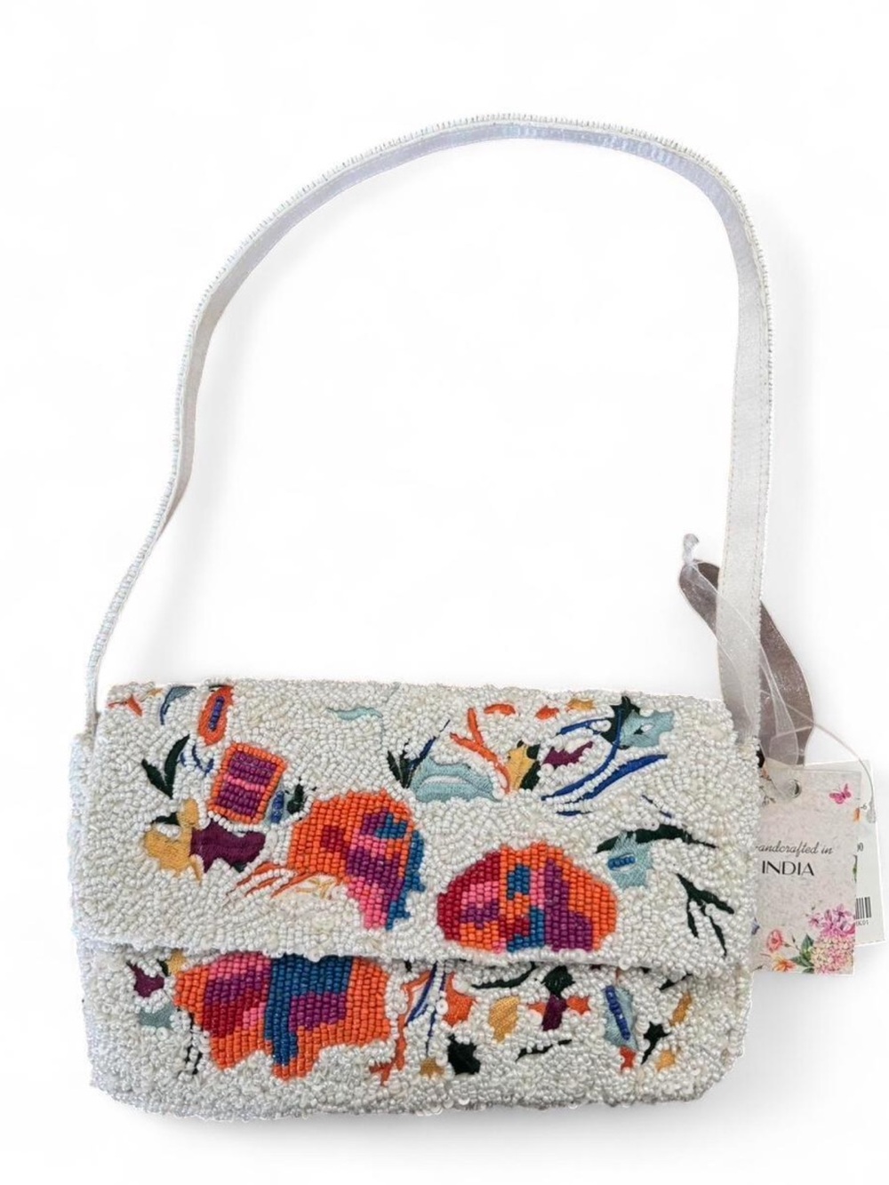 Made in India Multicoloured beaded floral purse